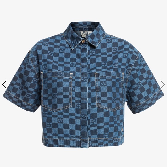 NWT Roxy Blue Wave Club Denim Shirt - Picture 8 of 16